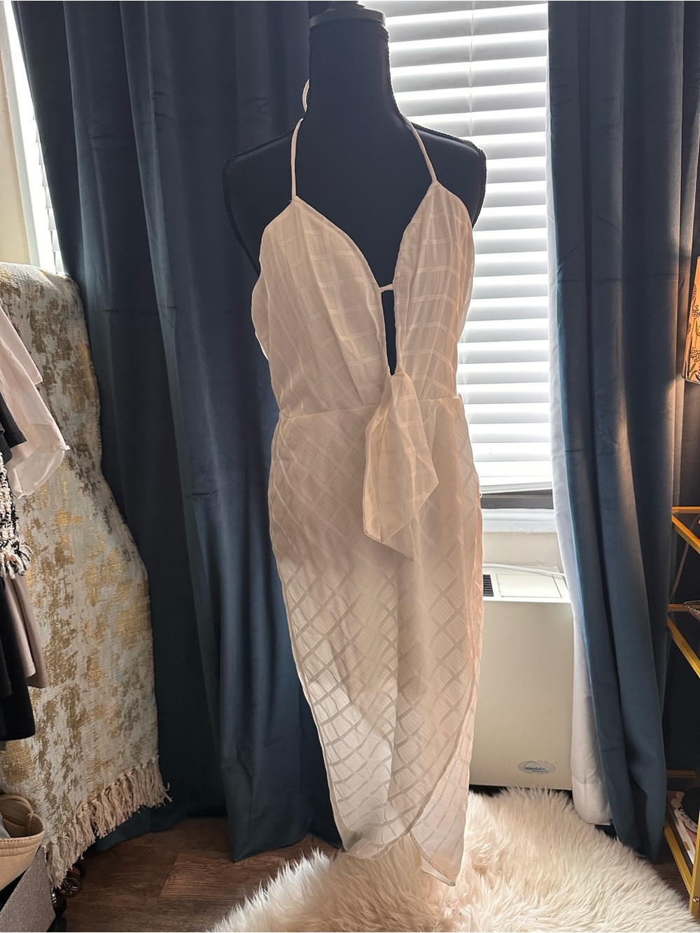 the room White Halter Midi Wrap Dress